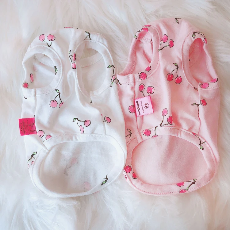 Летние жилеты для собак с принтом вишни весны и лета 2019 одежда домашних животных