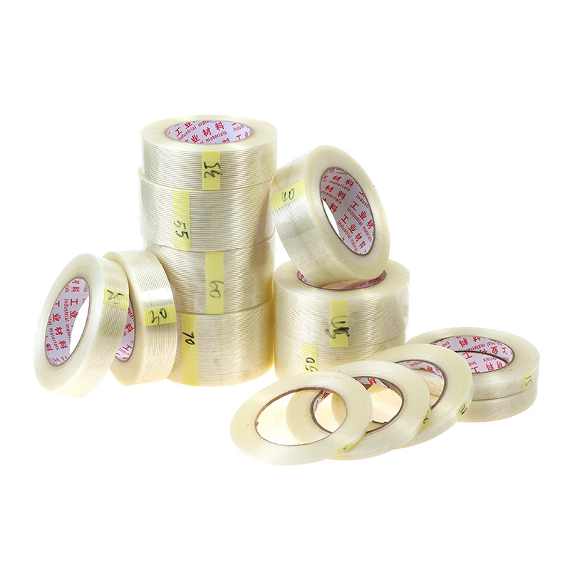 

50M Fiber Tape Strong Glass Fiber Tape High Temperature Resistant Non-marking Single Side Stripe Tape Aircraft Model Fixed Tape