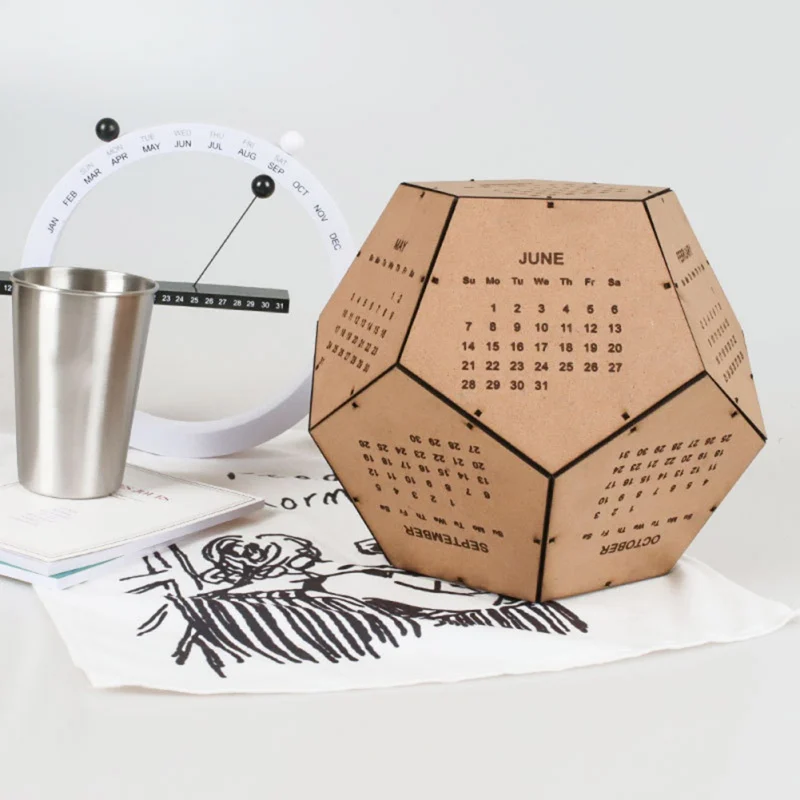 Твердый деревянный декоративный календарь DIY Деревянные сплайсинг
