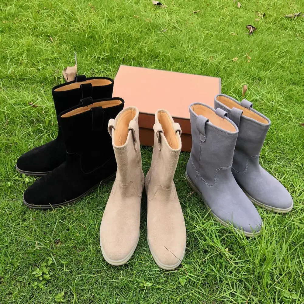 Женские замшевые ботинки осенне зимние ботильоны из натуральной кожи 2019|Женские