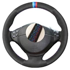 Прошитая вручную кожаная черная замшевая оплетка рулевого колеса из алькантары для BMW E39 5 серии E46 1999-2005 E36 E53 3 серии X5 Z3