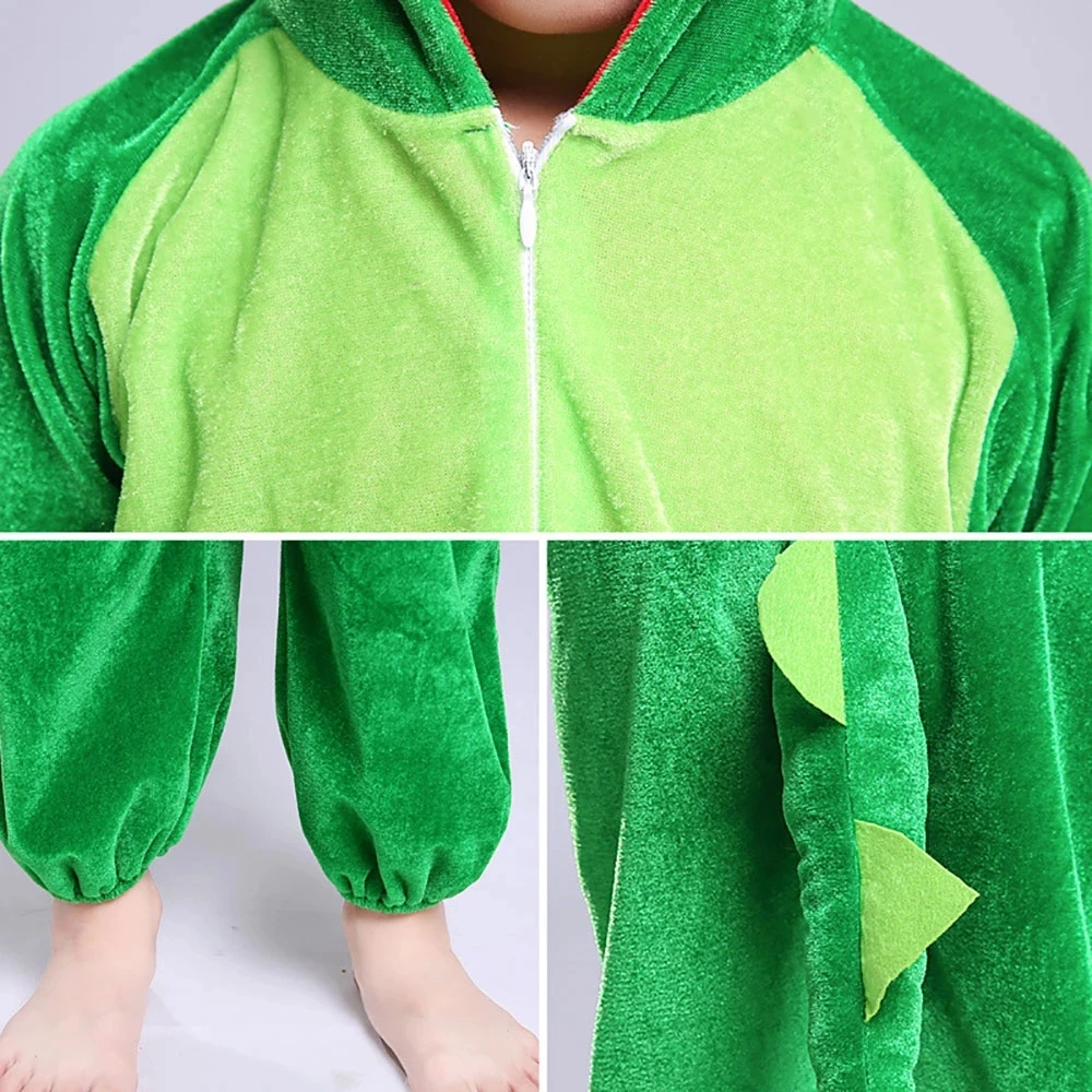 Животного Пижама с динозавром для детей зеленый короткий рукав костюм