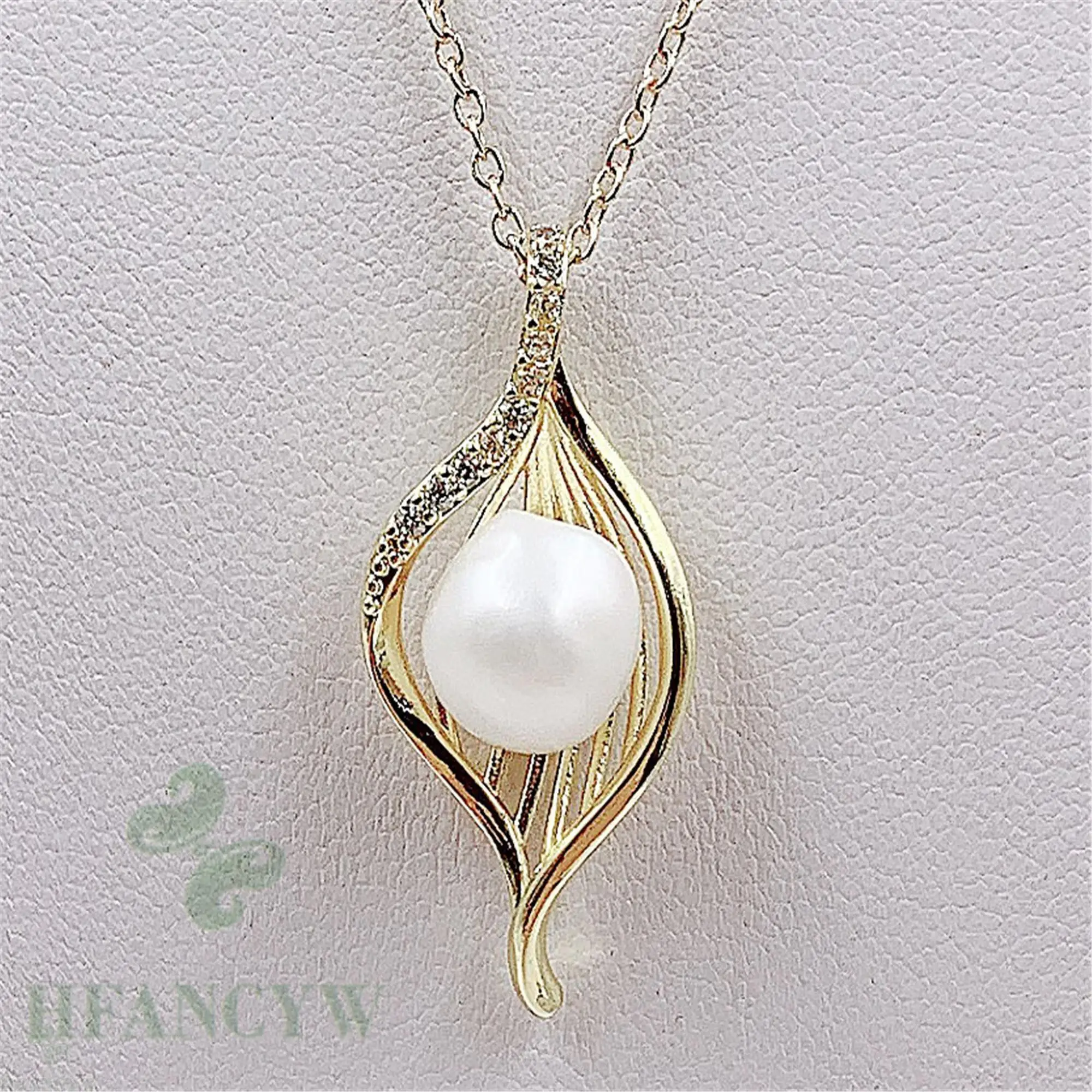 10 мм белый жемчуг барокко Стразы кулон 18 дюймов ожерелье культивированный