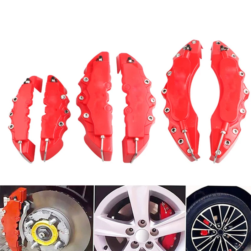 

1 Pair Red Car disc brake Caliper Cover 3D Word Red Brake cover Fit to 14-18 Inches Car Universal Kit
