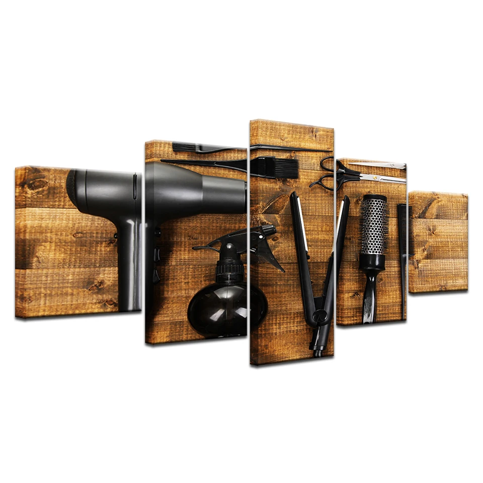 Холст настенные художественные картины Домашний Декор 5 шт. парикмахерские