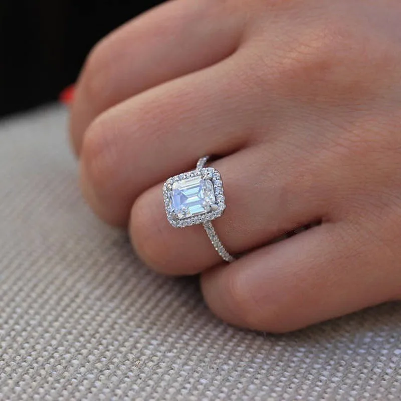 

Women's 925 Silver High Quality Zircon Ring Engagement Wedding Gift Jewelry Ring
