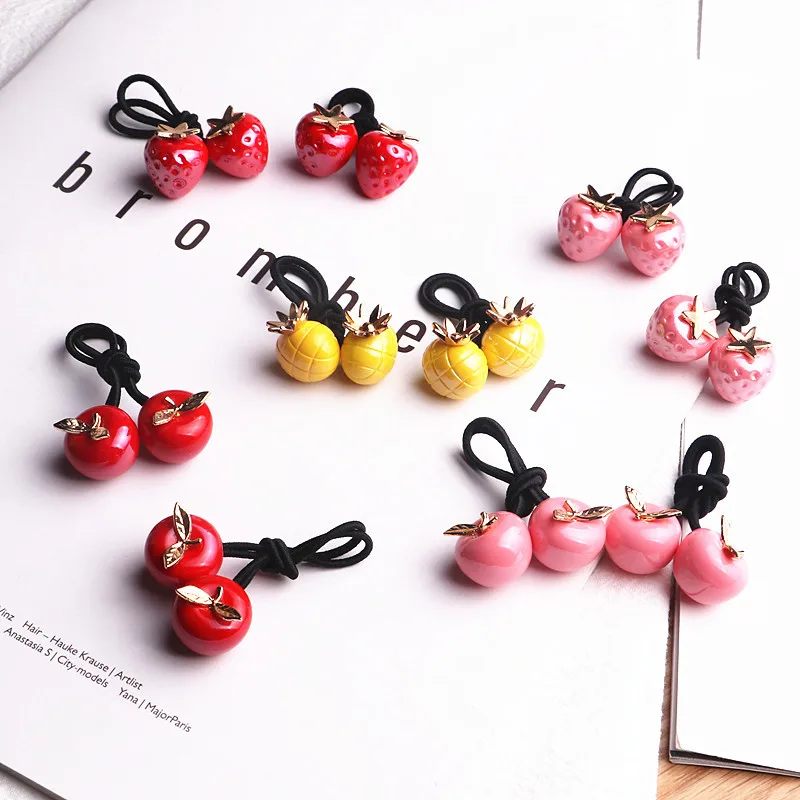 

2PCS New Cute Colourful Fruit Princess Headwear Kids Elastic Hair Bands Children Ropes Girls Accessories Baby Headdress