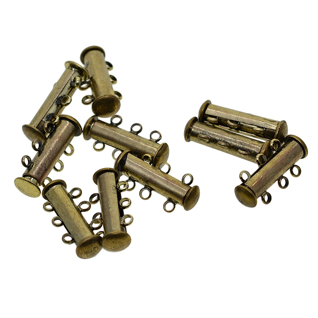 10 Pcs 3 Strand Magnetic Slide Lock Tube Bead Loom Clasps End Cap Connector Jewelry Findings Bronze | Украшения и аксессуары