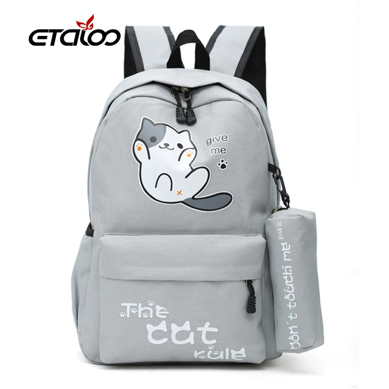 

2020 New Students Girls School Bag Campus Style Cute Cat Boy Backpack Schoolbag Nylon Backpack Cartoon Bagpack Fashion Backpacks