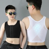 tomboy trans short chest binder vest flat breast slim shaper ftm lesbian breathable ice silk mesh undershirt plus size tank tops