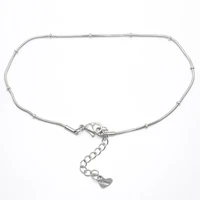 304 stainless steel anklet silver color round for women on the leg summer beach anklet barefoot 23 3cm9 18 long 1 piece