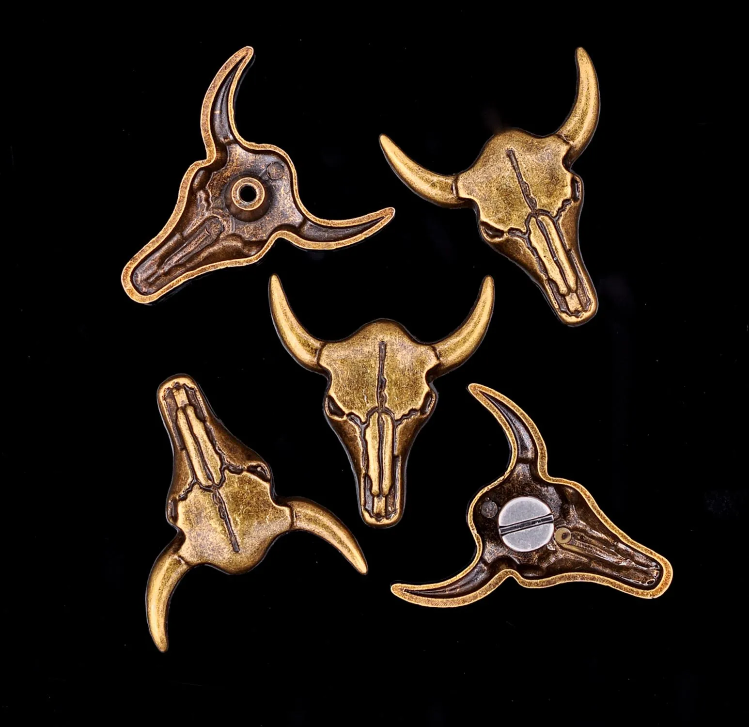 10 шт. Твердый латунный западный ковбой Техасский бык Buffalo Longhorn Голова Череп кожевенное ремесло Bridle Conchos Западный Декор отвертка