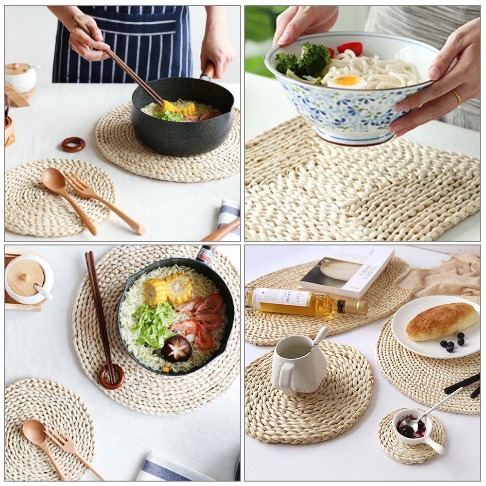 Толстый изоляционный коврик для стола и подстаканника в японском стиле плетеный