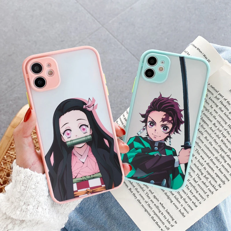 

Demon Slayer Clear Phone Case For iPhone XS MAX 12 7 XR 11 Pro SE20 13 8Plus Japan Anime Kimetsu No Yaiba Hard Matte Cover Coque