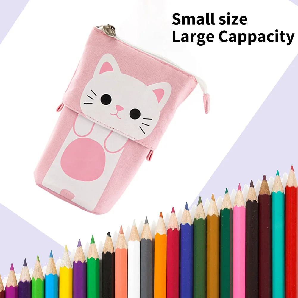 

Simple Pen Holder Retractable Vertical Pencil Case School Pencil Pouch Supplies Canvas Stationery Bag Organizer Gift