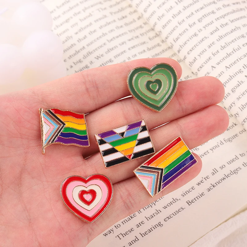 Градиентные эмалевые булавки под заказ гордость флаг сердце радуга победа брошь