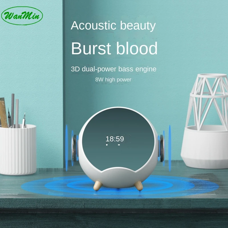 

Wireless charging intelligent Bluetooth desktop small audio Bluetooth box computer plug in memory card U disk clock alarm clock