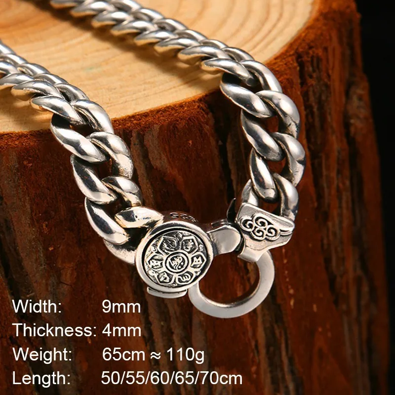 Мужское серебряное ожерелье ZABRA из 925 пробы полированная длинная цепь с мантрой в