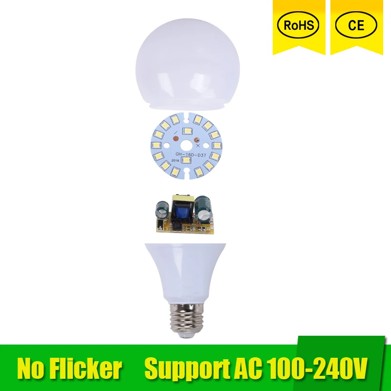 Светодиодный светильник SMD2835 E27 B22 оптовая продажа 3 Вт 6 9 12 15 18 21 светодиодный 110 В