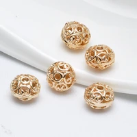 9 5mm flat spherical hole hollow bead 24k gold copper material loose bead is used for diy necklaces earrings accessories jew