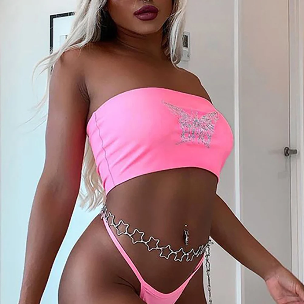 Укороченные топы E-Girl Y2K с принтом в виде бабочек сексуальные летние женские