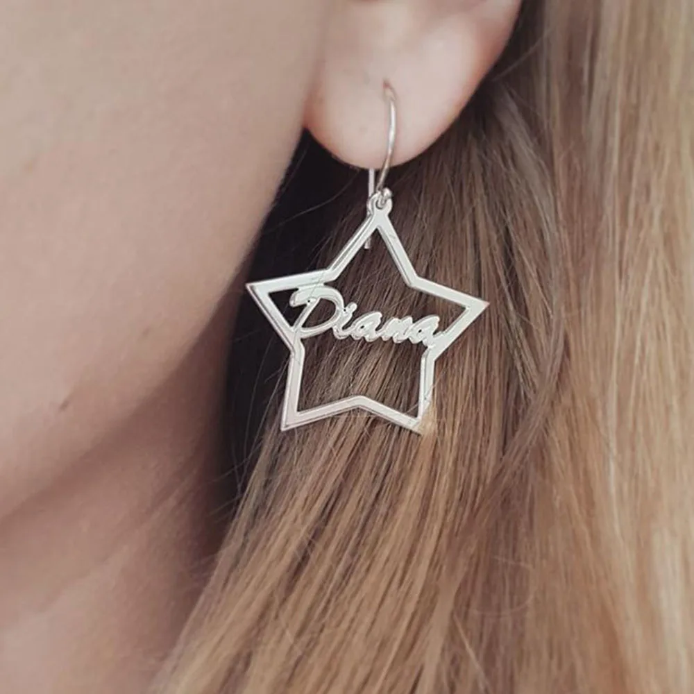 FYW новые персонализированные девушки шестигранные серьги на заказ имя буквы