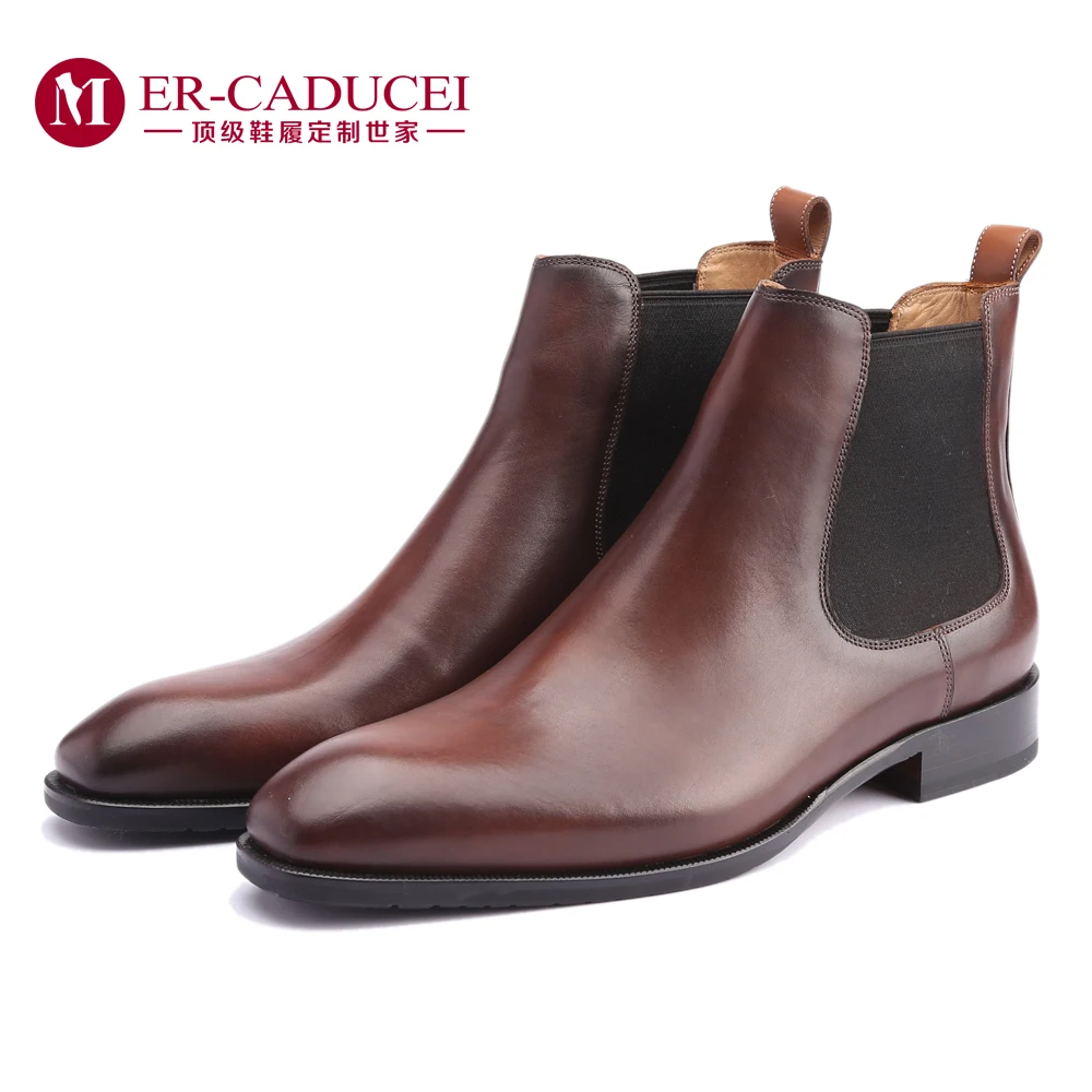 Мужские ботинки Челси Кожаные роскошные деловые вечерние ручной работы