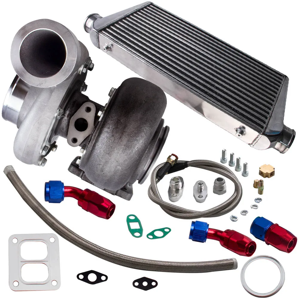 

GT45 1.05 A/R Turbocharger + 24"x12"x3" Intercooler + Oil Feed Return Line Kit