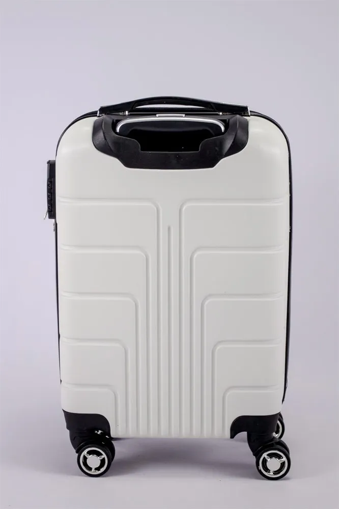 Чемодан маленький из поликарбоната белый S (ручная кладь) на 4-х колесах с кодовым