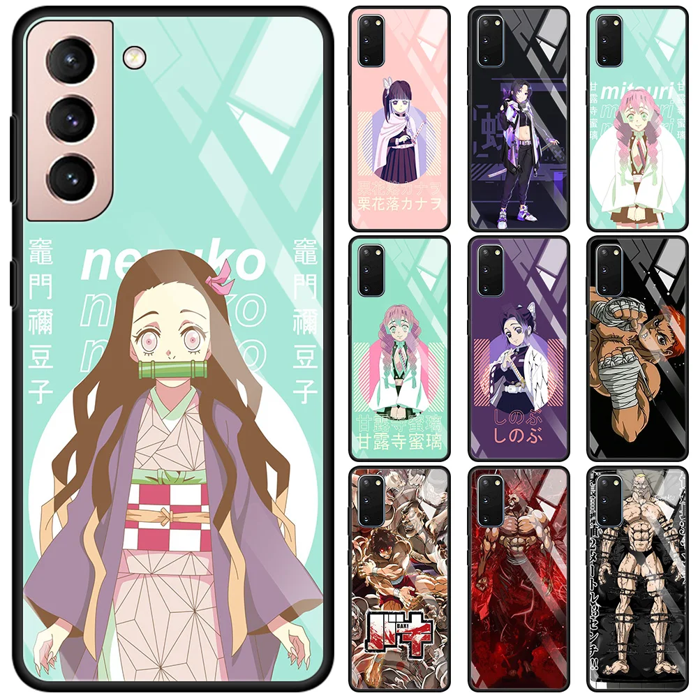 

Tempered Glass Case For Samsung Galaxy S20 FE S21 Ultra 10 Lite S9 Plus S10e Caso TPU Capa Demon Slayer Mitsuri Shinobu