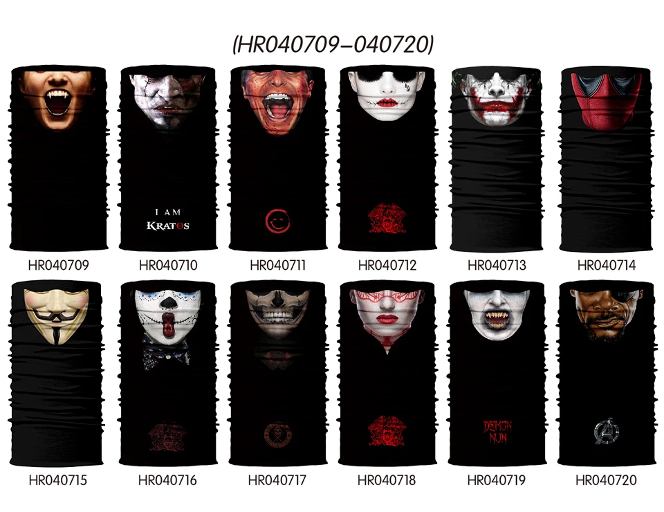 

3D Clown Balaclava Face Cover Motorcycle Mask Neck Gaiter Cycling Outdoor Sports Joker Skull Scarf Tubular Bandanas Men Women