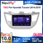 Автомагнитола QLED, 1280*720, Android 10,0, GPS-навигация, проигрыватель для Hyundai Tucson 3 2015-2018, Восьмиядерный процессор, 6 ГБ + 128 Гб, 2 Din, DVD