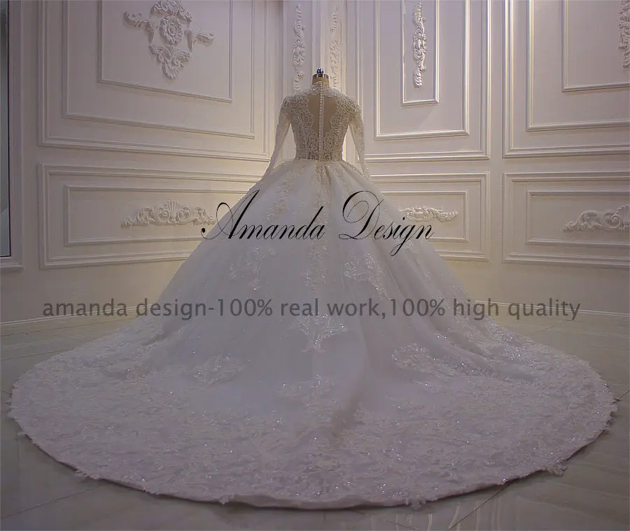 Аманда дизайн robe de mariee princesse роскошная кружевная Апликация с длинными рукавами