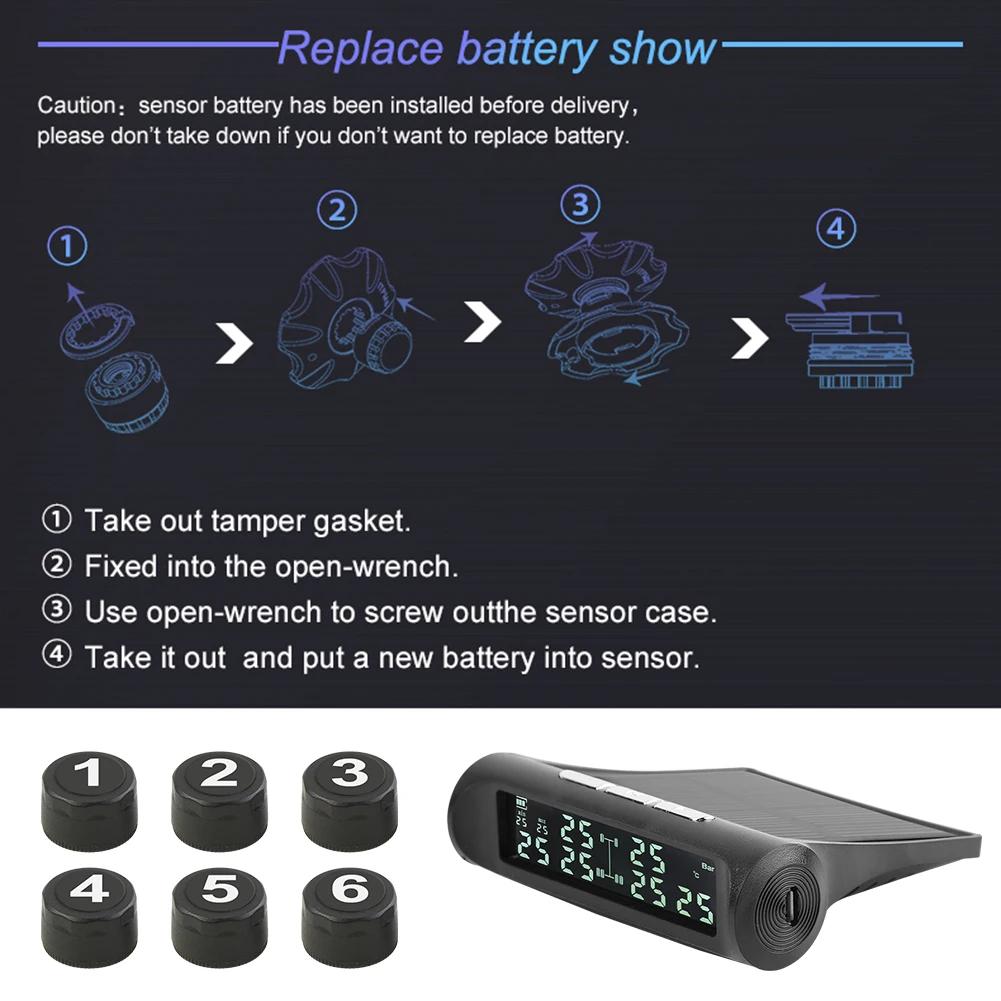 

Temperature Monitoring Alarm System AN-07 LCD Solar Truck TPMS Tire Pressure Tyre Temperature Monitor Alarm System