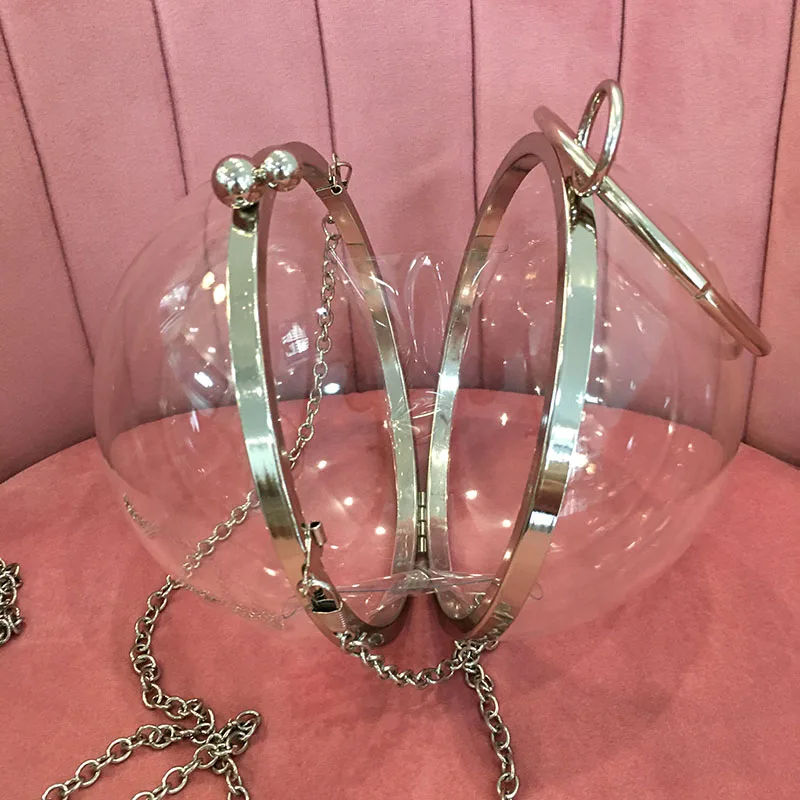 Женские милые однотонные прозрачные вечерние сумки с шариками акриловая модная