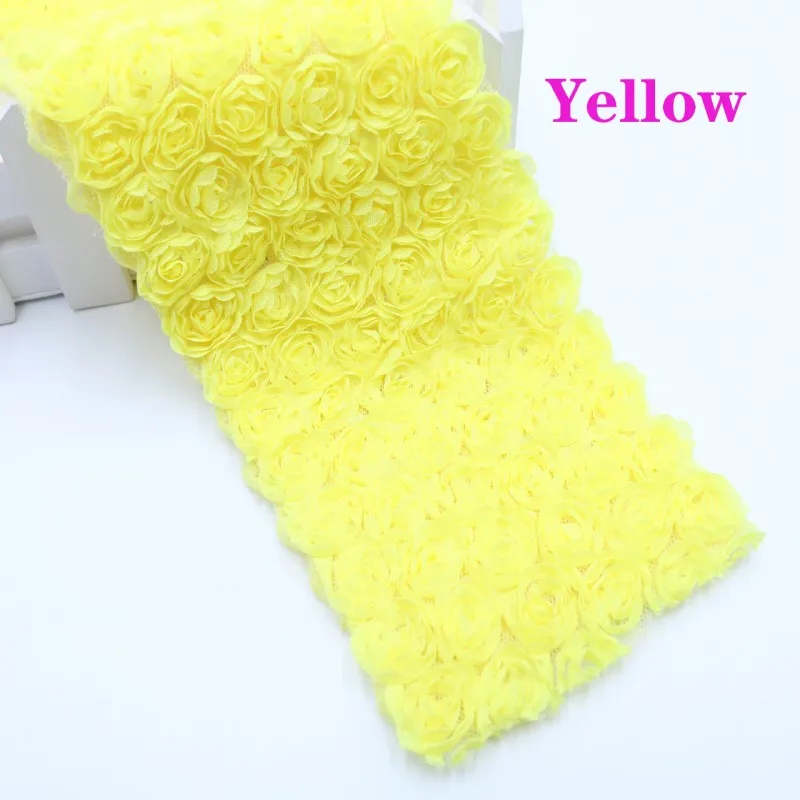 Yellow 1 м/лот 6 ряд шифоновая Роза цветочная кружевная отделка шифоновая кружевная ткань ленты DIY ручной работы аксессуары для волос материал Костюмы Декор - Цвет: Yellow