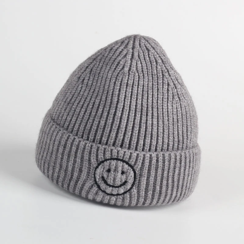 New Fashion Embroidered Smile Hat Toddler Children Hats For Boys Girls Knitted Infant Baby Winter Thick Kids Cute 0-6Y | Детская одежда