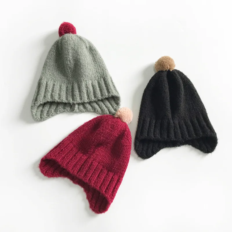 Зимние шапки для детей вязаная шапка малышей однотонная девочек и мальчиков
