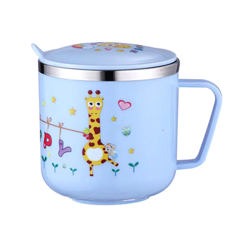 

mouth cup water cup anti-fall and anti-scalding cup children cartoon with lid sealed baby kindergarten vacuum flask