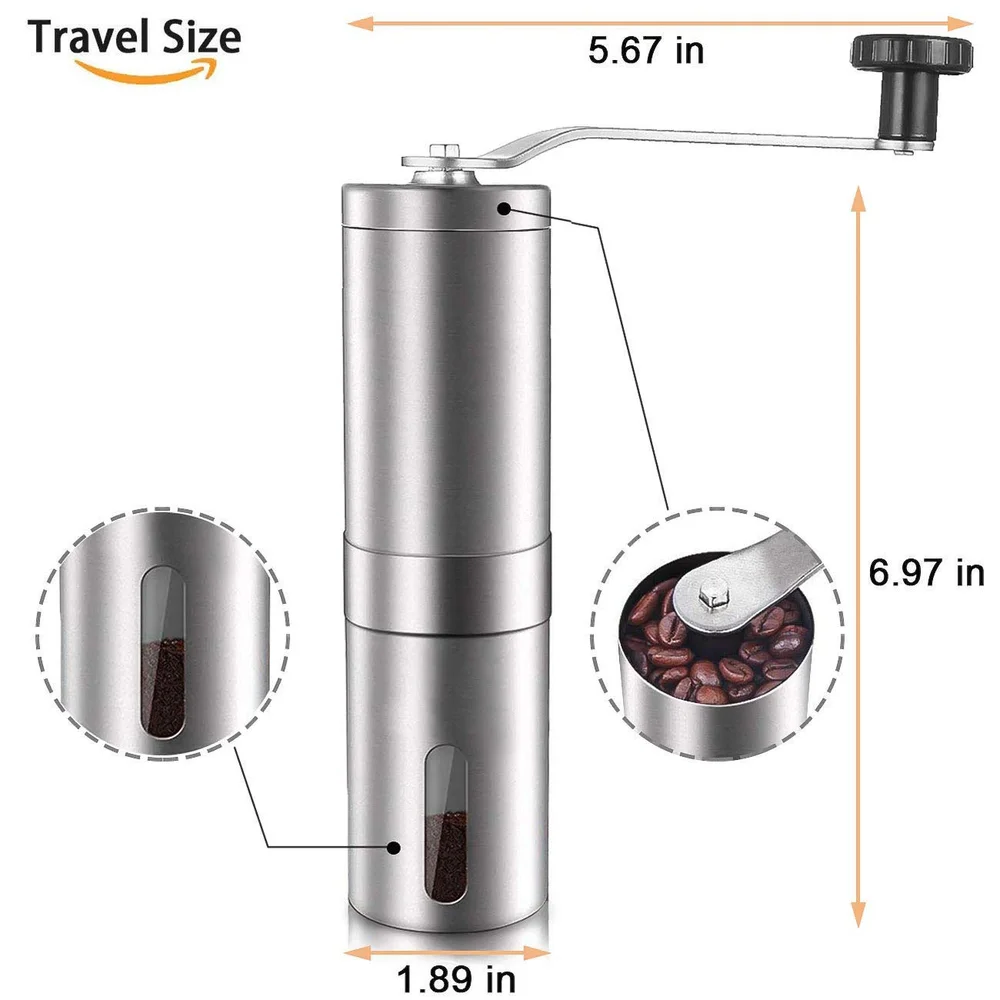 Ручная кофемолка керамический конический заусенцы Матовая нержавеющая сталь