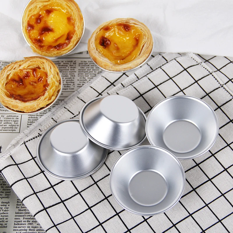 

5/10pcs Nonstick Aluminum Alloy Egg Tart Mold Reusable Cupcake and Muffin Baking Cup Tartlets Pans