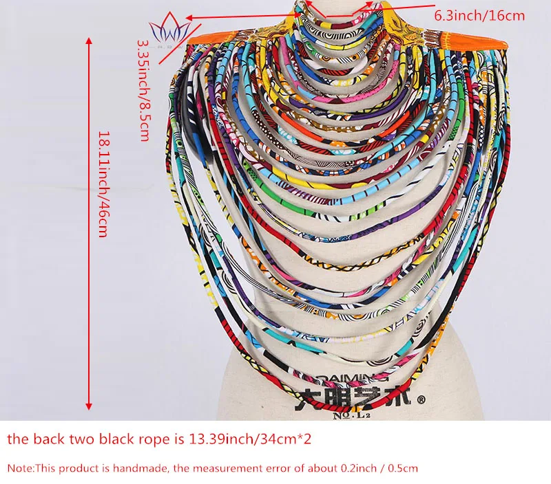 

2020 Ankara Beautiful Multi Strand Necklace African Bold Colorful Long Exotic Jewelry Anfrica Handmade Necklaces WYB181