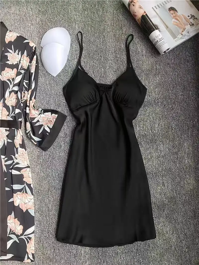 Женский пижамный комплект на осень и зиму сексуальная шелковая атласная пижама