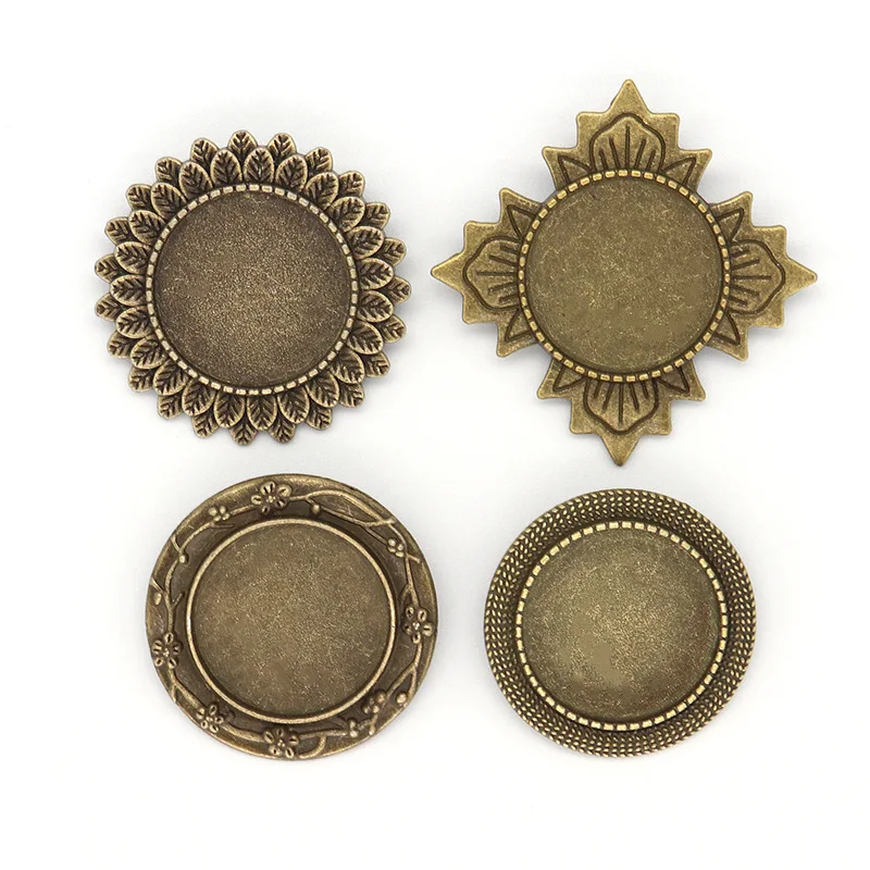 20 мм Модная ретро брошь DIY время драгоценный камень основа подвеска бронзовая