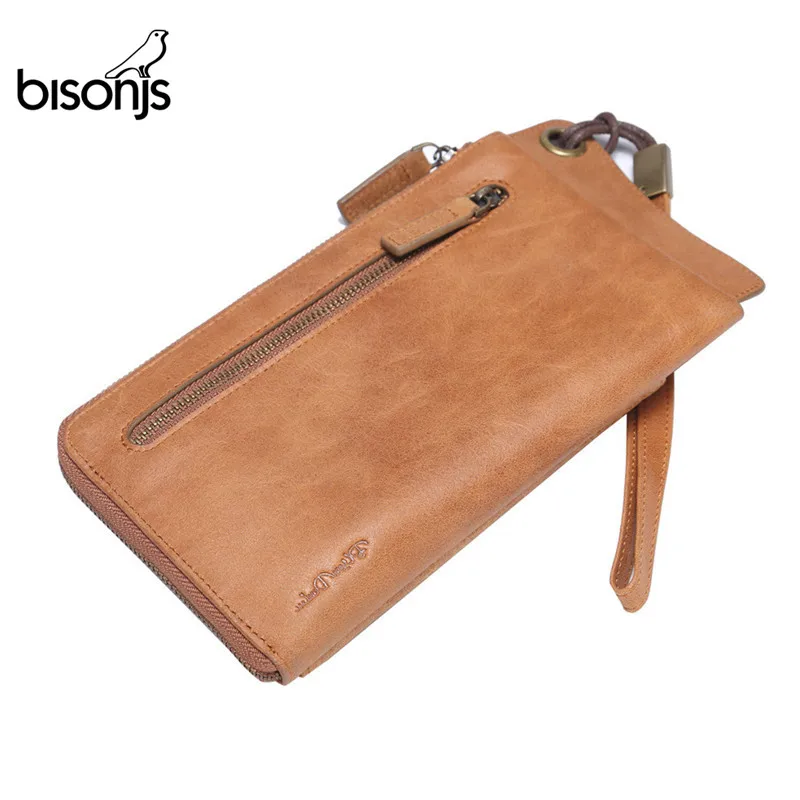 BISON DENIM кожаный кошелек женский кошелек длинный клатч Обложка для паспорта женский держатель для карт портмоне carteira feminina W4400