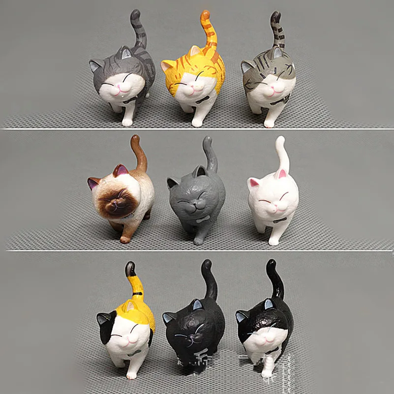 

Симпатичный котенок, фигурка из ПВХ, 9 шт./компл., игрушки, модель куклы, фигурка для дома и офиса, украшения для торта своими руками