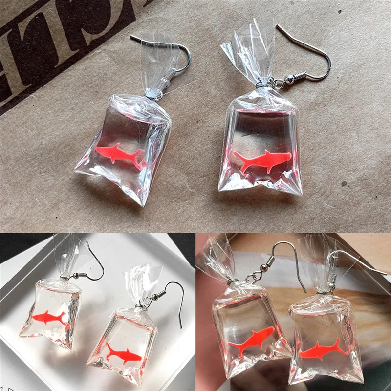 

2020 Funny Transparent Fish Earrings for Women Teens Unusual Funny Pendants Hanging Earrings Female Fashion Fish Earring Jewelry
