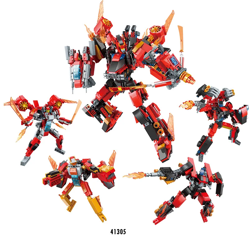 

Qman Building Block Transformers Robot 6 in 1 Assembled Model Children's Toy