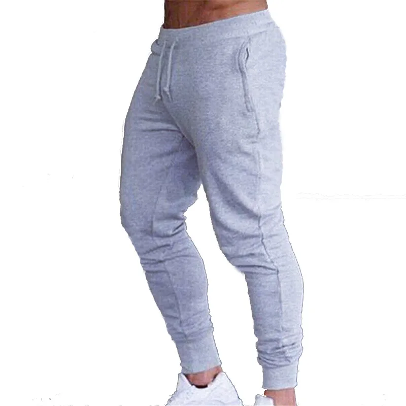 Pantalones deportivos para hombre, Pantalón de algodón suave, color gris, para culturismo y gimnasio