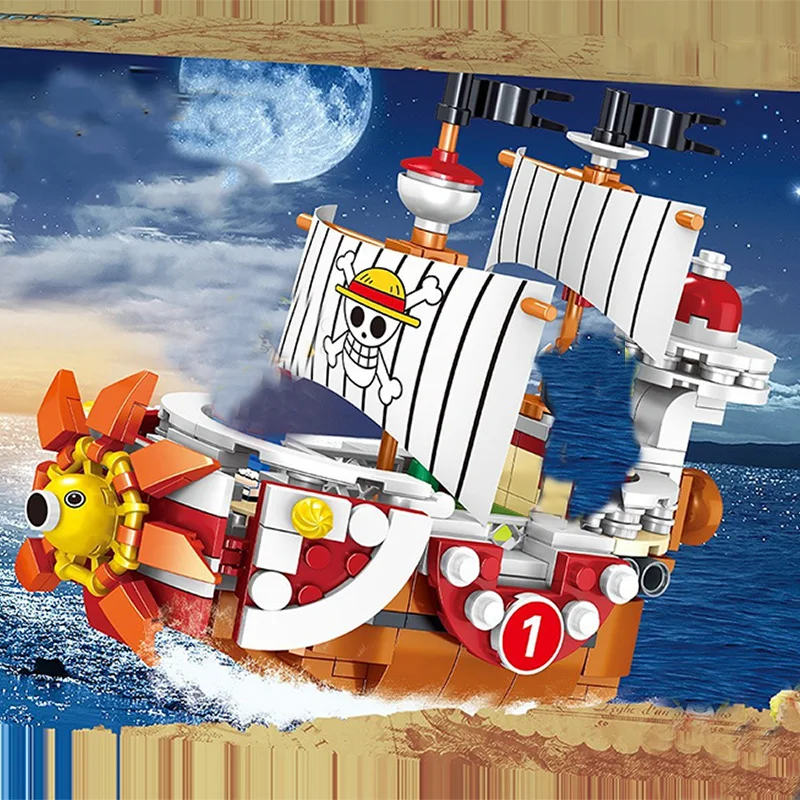 

2021 New One Pieces Pirate Ship Sunny Merry Submarine Luffy Zoro Nami Blocks Model Building Blocks Children Toys Gifts